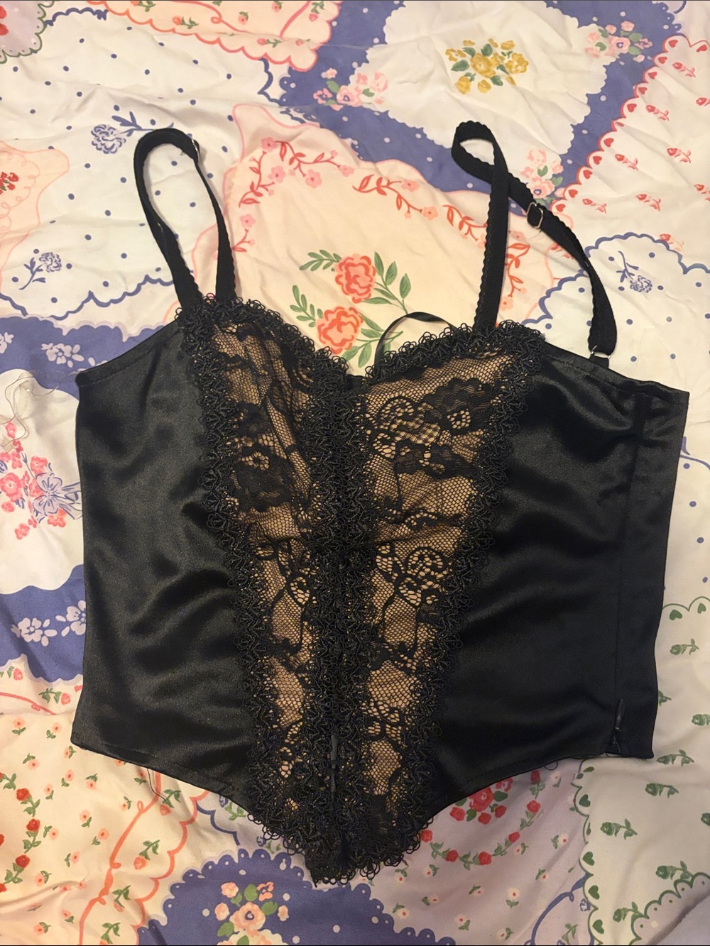 Fashion Nova Black Lace Satin Bustier Top - Women Intimates